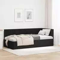 vidaXL Eckbettgestell mit Kopfteil Schwarz 90 cm x 200 cm Samt