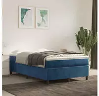 vidaXL Boxspringbett mit Matratze Dunkelblau 120x190 cm Samt
