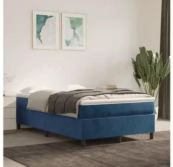 vidaXL Boxspringbett mit Matratze Dunkelblau 120x190 cm Samt (3269707)
