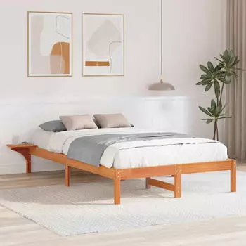 vidaXL Bettgestell mit Nachttischen Braun 120 x 190 cm Wachsbraun (873201)
