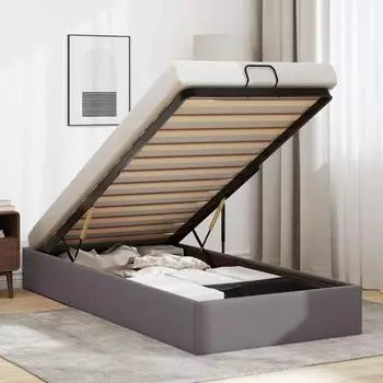 vidaXL Ottoman-Bett ohne Matratze Grau 100x200 cm Kunstleder (3310787)