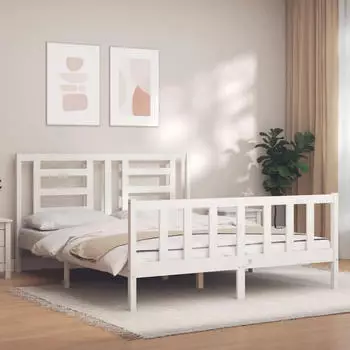 vidaXL Massivholzbett ohne Matratze Wei&szlig; 160x200 Kiefernholz (3192892)