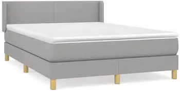vidaXL Boxspringbett mit Matratze Hellgrau 140x190 cm Stoff (3130105)