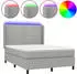 vidaXL Boxspringbett mit Matratze & LED Hellgrau 140x190 cm Stoff (3138229)