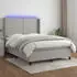 vidaXL Boxspringbett mit Matratze & LED Hellgrau 140x190 cm Stoff (3138229)