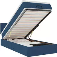 vidaXL Ottoman-Bett mit Matratze & LEDs Blau 90x190 cm Stoff