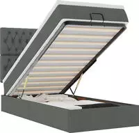 vidaXL Ottoman-Bett mit Matratze & LEDs Dunkelgrau 90x190 cm Stoff