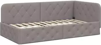 vidaXL Eckbettgestell mit Kopfteil Taupe 100 x 200 cm Stoff (42016508)