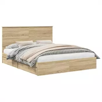 vidaXL Aufbewahrungsbett Sonoma-Eiche 160 x 200 cm Holzwerkstoff (3411189)