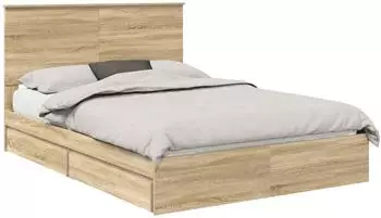 vidaXL Aufbewahrungsbett Sonoma-Eiche 140 x 200 cm Holzwerkstoff (3409554)