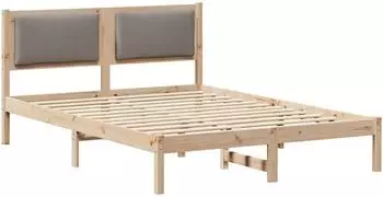 vidaXL Bettrahmen mit Kopfteil Taupe 135 x 190 cm Massives Kiefernholz (878132)