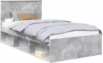 vidaXL Bettrahmen Beton Grau 100 x 200 cm Massives Kiefernholz (3410639)