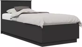 vidaXL Bettrahmen mit Kopfteil Schwarz 100 x 200 cm Holzwerkstoff (3408104)