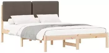 vidaXL Bettgestell mit gepolstertem Kopfteil Taupe 160 x 200 cm (877897)