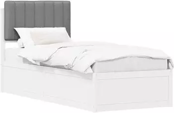 vidaXL Bettgestell mit gepolstertem Kopfteil Hellgrau 80 x 200 cm (877803)