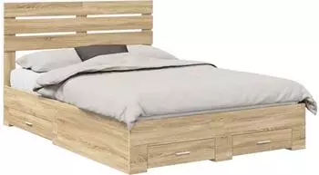 vidaXL Bettgestell mit Schubladen mit Kopfteil Holzwerkstoff (3411631)