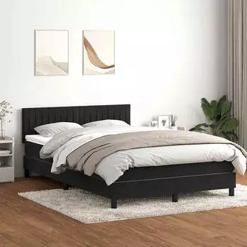 vidaXL Boxspringbett mit Matratze & LED Schwarz 160x210 cm Samt (3317081)