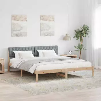 vidaXL Bettgestell Braun und hellgrau 180 x 200 cm Massivholz Kiefer (3394343)