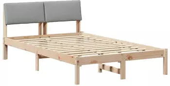 vidaXL Bettgestell Braun und hellgrau 120 x 200 cm Massivholz Kiefer (878539)