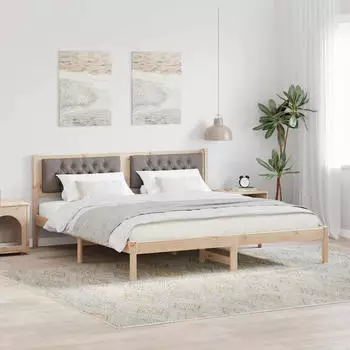 vidaXL Bettrahmen mit Kopfteil Taupe 160 x 200 cm Massives Kiefernholz (878177)