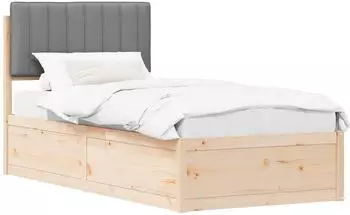 vidaXL Bettgestell mit gepolstertem Kopfteil Hellgrau 90 x 200 cm (877794)