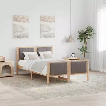 vidaXL Bettgestell Braun und Taupe 120 x 200 cm Massivholz Kiefer (878472)