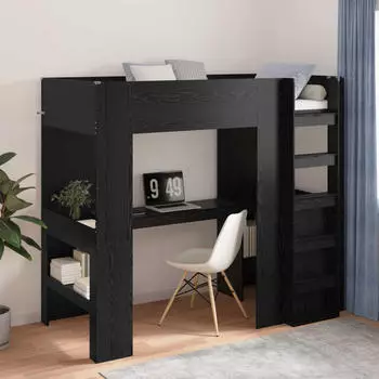 vidaXL Etagenbettgestell mit Schreibtisch Schwarz Eichen-Optik (3410444)