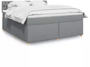 vidaXL Boxspringbett mit Matratze Hellgrau 180x200 cm Stoff (3289066)