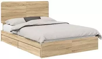 vidaXL Aufbewahrungsbett Sonoma-Eiche 140 x 200 cm Holzwerkstoff (3412681)