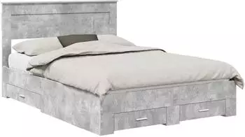 vidaXL Bettrahmen mit Kopfteil Beton Grau 140 x 200 cm Holzwerkstoff (3409990)