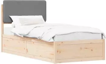 vidaXL Bettgestell mit gepolstertem Kopfteil Hellgrau 90 x 200 cm (877654)
