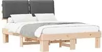 vidaXL Bettgestell mit gepolstertem Kopfteil Dunkelgrau 135 x 190 cm