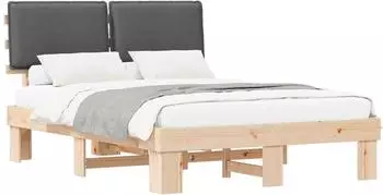vidaXL Bettgestell mit gepolstertem Kopfteil Dunkelgrau 135 x 190 cm (877290)