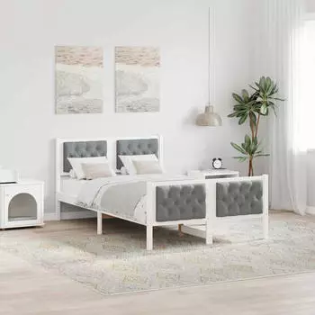 vidaXL Bettrahmen Hellgrau 120 x 200 cm Massives Kiefernholz (878403)