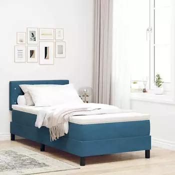 vidaXL Boxspringbett mit Matratze Dunkelblau 90 x 200 cm Samt (3339084)