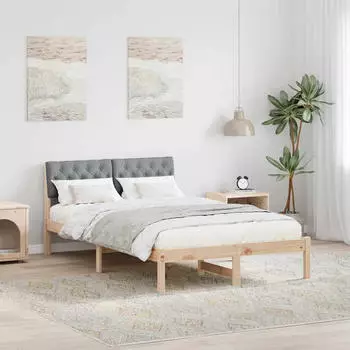 vidaXL Bettgestell Braun und hellgrau 120 x 200 cm Massivholz Kiefer (878609)