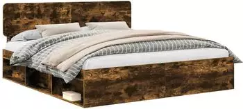 vidaXL Bettrahmen Geräucherte Eiche 200 x 200 cm Massives Kiefernholz (3412037)