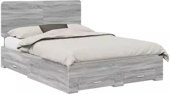 vidaXL Bettrahmen Graues Sonoma 140 x 200 cm Holzwerkstoff (3412779)