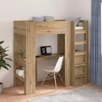 vidaXL Etagenbettgestell mit Schreibtisch Artisan-Eiche 75 x 190 cm (3410434)