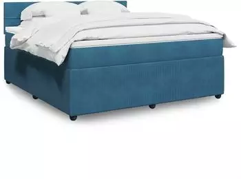 vidaXL Boxspringbett mit Matratze Blau 180x200 cm Samt (3287810)