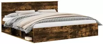 vidaXL Bettrahmen Geräucherte Eiche 200 x 200 cm Massives Kiefernholz (3410559)