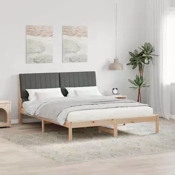 vidaXL Bettrahmen mit Kopfteil Braun 160 x 200 cm Massives Kiefernholz (3394409)