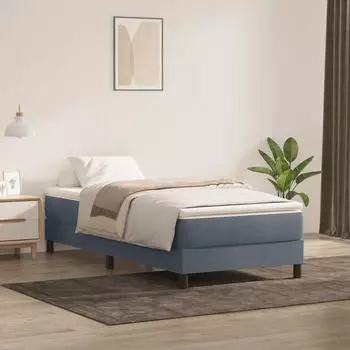 vidaXL Boxspringbett ohne Matratze Dunkelgrau 100x220 cm Samt (3315862)