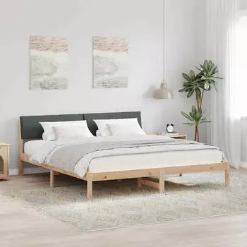 vidaXL Bettgestell Braun und Dunkelgrau 200 x 200 cm Massivholz Kiefer (3394329)
