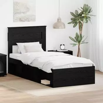 vidaXL Bettrahmen Schwarz 75 x 190 cm Massives Kiefernholz (3409816)