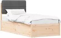 vidaXL Bettgestell mit gepolstertem Kopfteil Dunkelgrau 90 x 200 cm