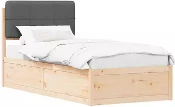 vidaXL Bettgestell mit gepolstertem Kopfteil Dunkelgrau 90 x 200 cm (877725)