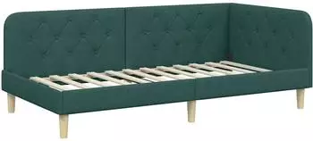 vidaXL Eckbettgestell mit Kopfteil Dunkelgrün 100 x 200 cm Stoff (42016581)