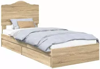 vidaXL Aufbewahrungsbett Sonoma-Eiche 100 x 200 cm Holzwerkstoff (3413536)