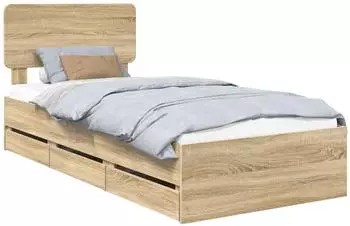 vidaXL Bettrahmen Sonoma-Eiche 100 x 200 cm Ingenieurs Holz (3412215)